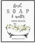 Stupell Industries 'Fresh Soap & Water Bath Tub', Framed Giclee Art, Black, 11 x 14 Inches, Easy to Hang and Sturdy, Made in USA, by Lettered and Lined