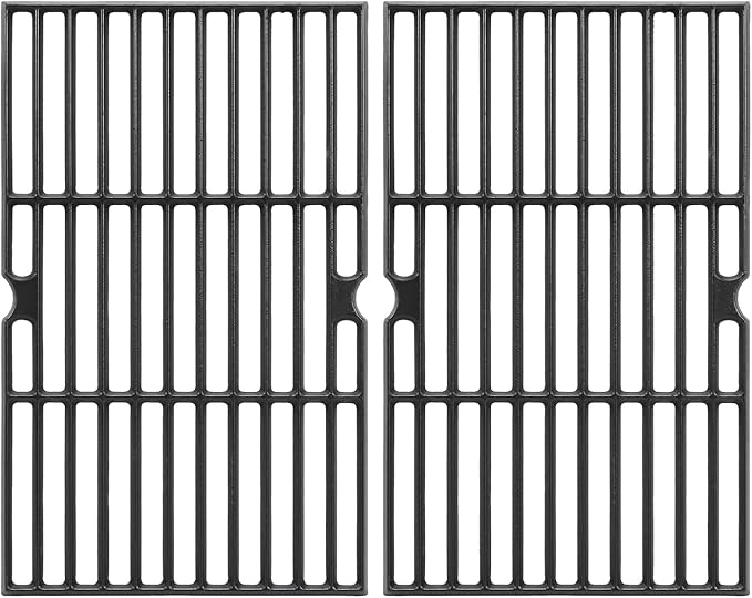 Uniflasy Cast Iron Cooking Grates Replacement for Char-Broil Black 3-Burner Gas Grill, Fits Model 463736024, Heavy Duty Matte Cast Iron Grill Grates, 2-Pack