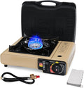 SHINESTAR Dual Fuel Camping Stove with Butane & Propane Compatibility, Portable Stove for Outdoor Cooking, Propane Adapter Hose, Wind Guard and Carrying Case Included (Fuel Not Included)