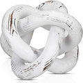 Yalikop 3 Link Wood Knot Decor Rustic Home Décor Accents Hand Carved Coffee Table Decoration, Boho Chain Link Decoration, Modern Shelf, Rustic Objects for Home Living Room Bedroom(Retro White)