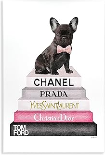 Stupell Industries 'Book Stack Fashion French Bulldog', Wall Plaque Art, 13 x 19 Inches, Easy to Hang and Sturdy, Made in USA, by Amanda Greenwood