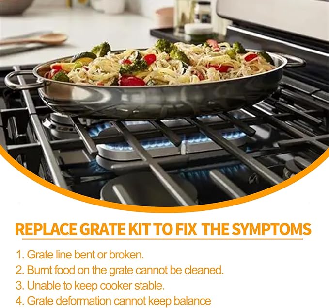 Atgestore Upgraded W10620480 Burner Grate Replacement for Whirlpool Stove Parts Cast Iron Grate WFG320M0BW3 WFG505M0BS3 Whirlpool 5 Burner Gas Range Stove Top Cooktop Surface Burner Grate Rack 1 Set