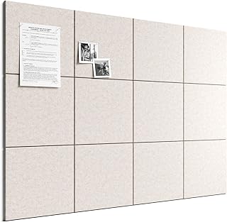 Bumusty Large Cork Board 48" x 36" Alternative - 12 Pack Felt Wall Tiles with 70 Safe Removable Adhesive Tabs, 30 Pushpins, Cork Boards for Walls Pin Board Bulletin Board Office Decor (Oatmeal)