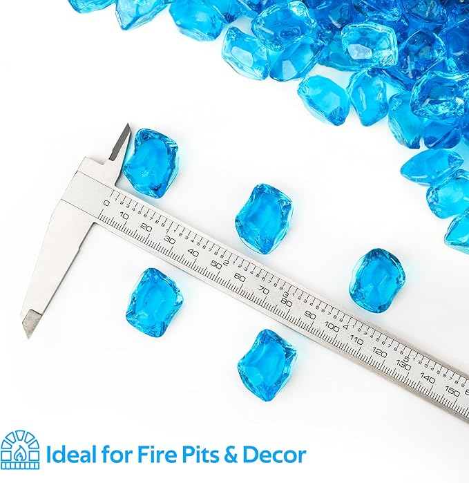 Mr. Fireglass 1/2-Inch Polygon Fire Glass for Fireplace Fire Pit & Lanscaping, 10 Pounds High Luster Aqua Blue