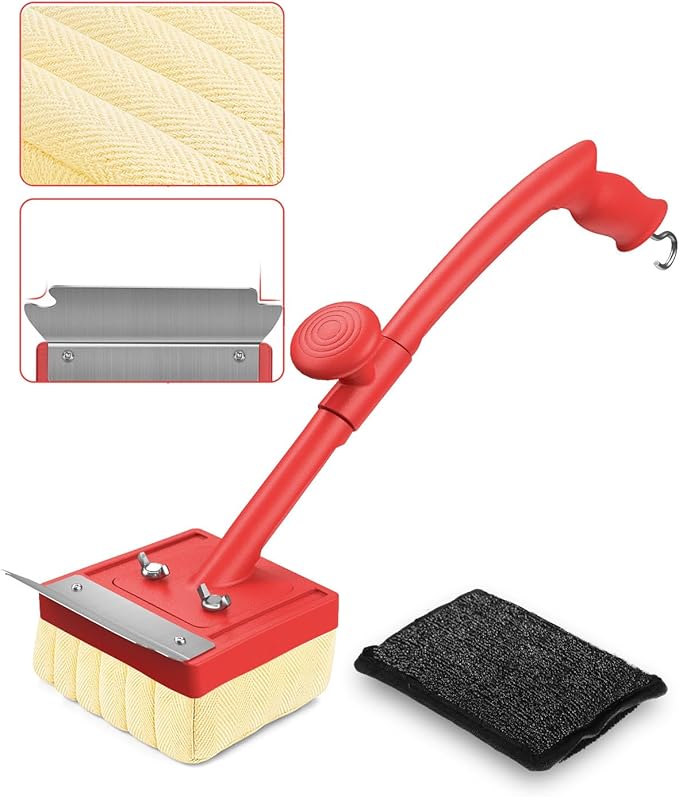 Grill Brush, Bristle Free, Safe Wire Bristles Steam Cleaning Brush, Cleaning Kit for Outdoor Grill, BBQ Cleaner Accessories, 2 Replacement Heads（Bristle Free & Wire Bristles）