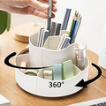 Rotating Desk Organizer, 360° Rotating Pencil Pen Holder for Desk, Desk Organizers and Accessories with 11 Slots Pencil Organizer, Art Supply Storage Box Caddy for Office (Beige)