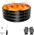 Raynesys 24 Inch Round Galvanized Fire Pit Ring, Round Galvanized Fire Ring, 2 Feet Diameter Round fire Pit, Outdoor fire Pit for Backyard, Camping, Bonfire, Black