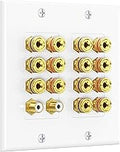 Cable Matters Double Gang 7.2 Speaker Wall Plate, Home Theater Wall Plate, Banana Plug Binding Post FacePlate, White
