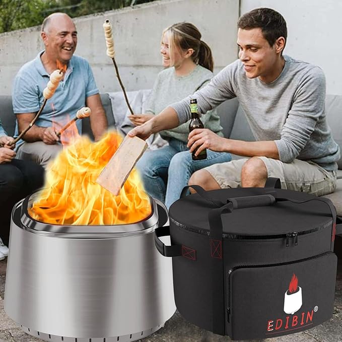 Smokeless Carry Bag Fit EAST OAK Fire Pit Smokeless 21" Firepits,Compatible with EAST OAK 21 inch Bonfire Fire Pit,600D Heavy Duty Fabric 21 inch Wood Burning Fireplaces Carry Bag