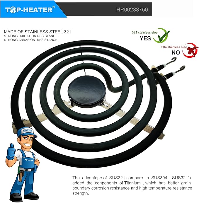 MP15YA(233750) Electric Range Burner Element Unit Set By TOP-HEATER,Fit MP22YA Electric Stove Burners For Whirlpool Norge Hardwick Kenmore Maytag,6 Inch,1Pack