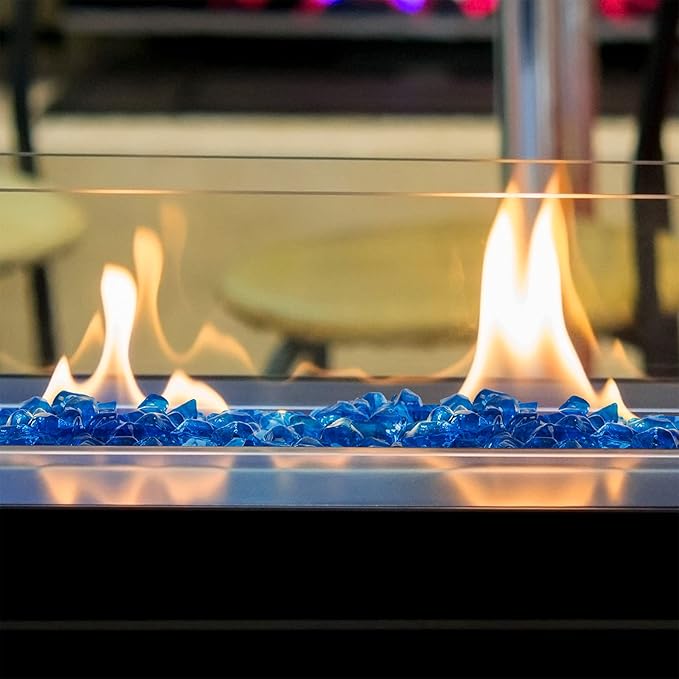 Mr. Fireglass 1/2-Inch Polygon Fire Glass for Fireplace Fire Pit & Lanscaping, 10 Pounds High Luster Pacific Blue