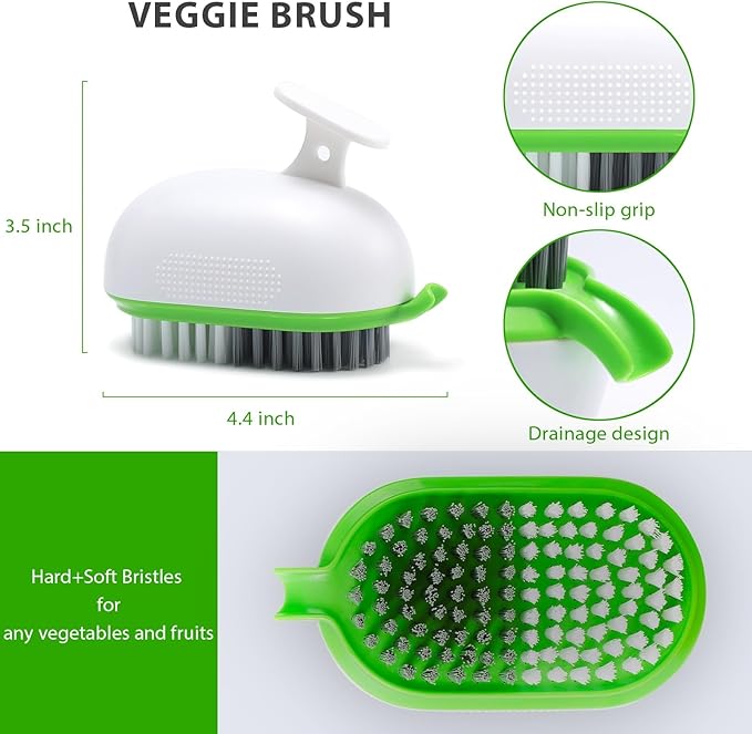 Lumkew Vegetable Brush Scrubber Drainable,Potato Mushroom Scrubber Brushes Foods Veggie Fruit Washing Scrub Cleaner,White 1Pcs