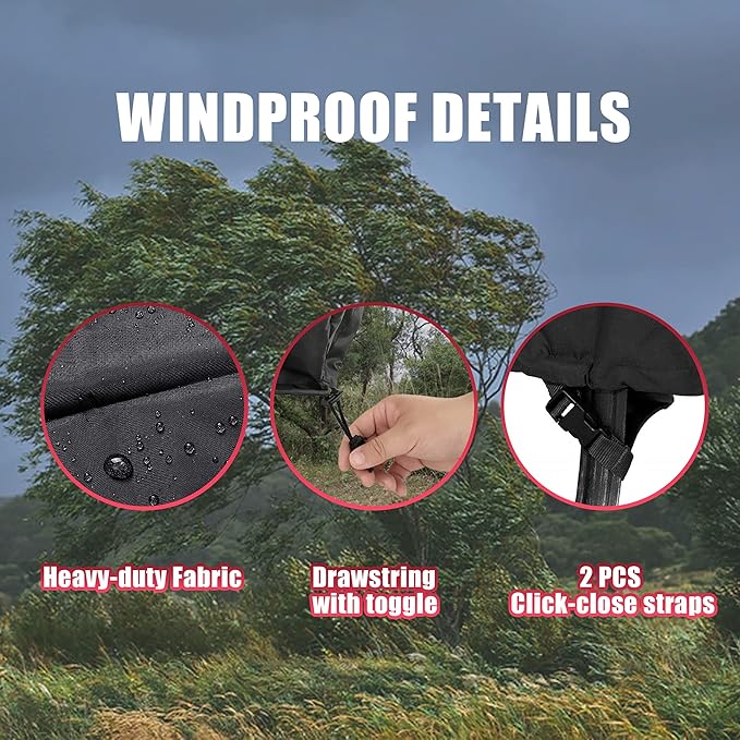 WLEAFJ Fire Pit Cover - Round, 22-34 Inch, Heavy Duty Oxford Fabric, Waterproof