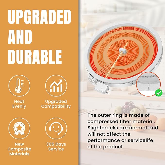 UPGRADE 12 Inch WB30T10155 Range Triple Haliant Radiant Surface Element Compatible with G-E JB7 JS7 CEP CES Series Electric Stove, Replaces WB30T10126 PS8754838 AP5791281 3026597 by Fetechmate