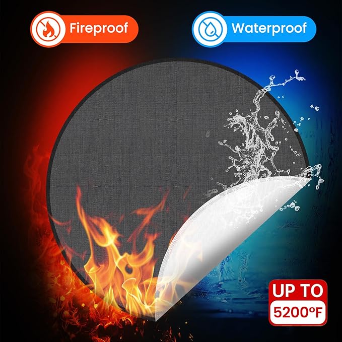 24'' Fire Pit Mat 5200, 4-Layer Fireproof Deck Protector, Fire Pit Accessories, Burn Barrel, Under Grill, BBQ, Patio Shield, Fire Retardant Base Pad for Outdoors