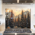 fzxwyishu Tree of Life,Tempered Glass Backsplash For Kitchen Behind Stove,Easy to Clean Kitchen Sink Cover Splash Guard, Home Kitchen Décor (brown, 30"x24"(76.2x60.96cm))