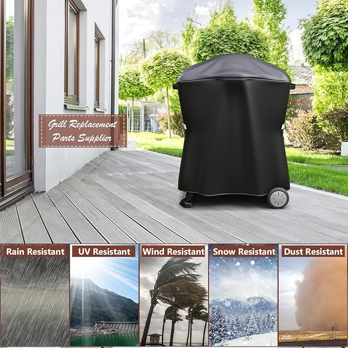 QuliMetal 7113 Grill Cover for Weber Q100 Q120 Q1000 Q1200 Q200 Q220 Q2000 Q2200 Q2400 Q2800N+ Series Gas Grills, Heavy Duty BBQ Gas Grill Cover, 600D