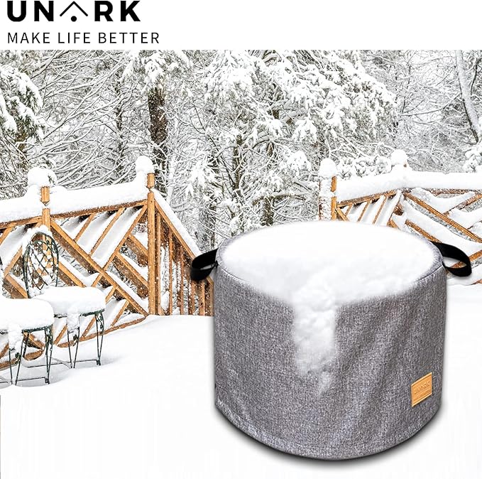 Round Fire Pit Cover for Bonfire Fire Pit Cover 19.5 Inch, Bonfire Cover Waterproof 20 Inch,Bonfire Fire Pit Accessories Outdoor Heavy Waterproof Protective Round (Grey)