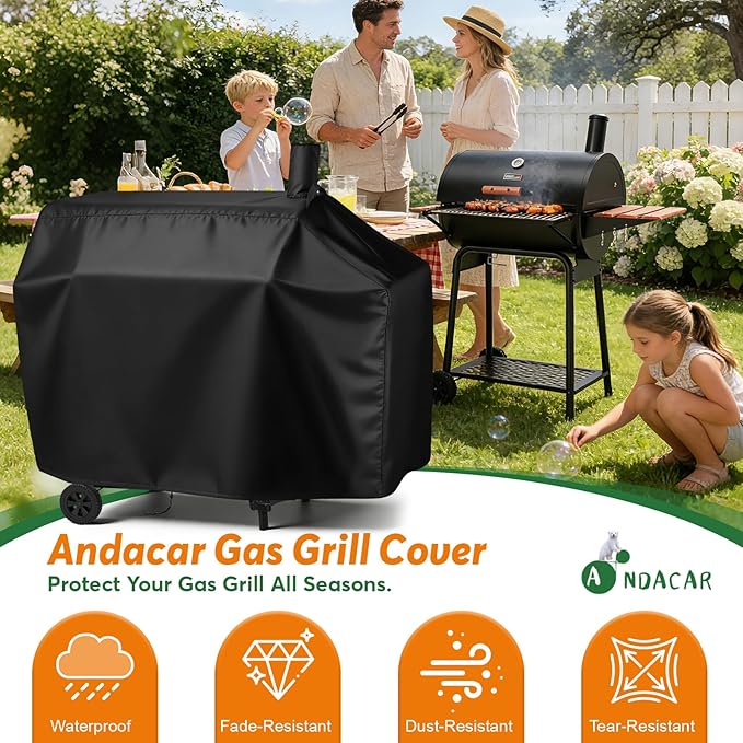Charcoal Grill Cover for CC1830W 30-Inch Charcoal Grill, Smoker Grill Cover for CC1830SC 30-Inch Outdoor Grill Waterproof BBQ Grill Cover - 54" L×29" W×45" H, Black