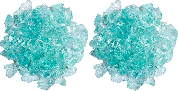 Hiland RGLASS-AQ Pit Fire Glass i n Aqua, Extreme Tempature Rating, Good for Propane or Natural Gas, 10 Pounds, 10 lb (Pack of 2)