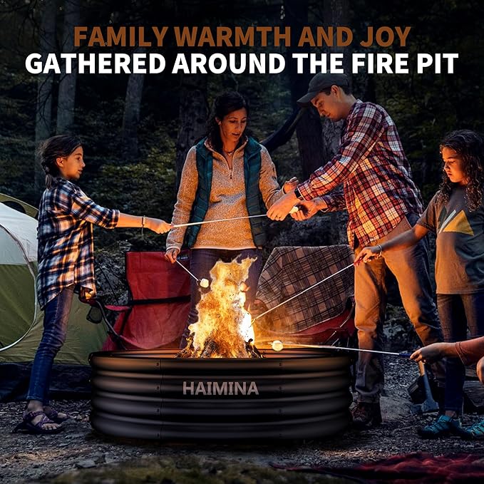 36 Inch Fire Pit Ring, Heavy Duty Large Fire Pit Ring for Outside Wood Burning, Fire Pits Rings with High-Temperature Coating for Backyard, Bonfire, Camping, Beach (3x3 FT)