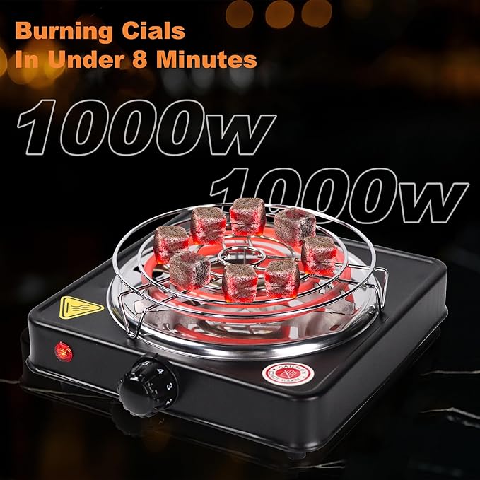 Electric Charcoal Burner Stove Portable Hot Plate Grill Coal Burners Heating Plate 1000W Charcoals Starter Heater withTongs