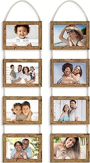 Icona Bay - 4x6 Wall Hanging Picture Frames Collage with 8 Openings - Rustic Brown, 2 Pack - Casual Style Engineered Wood Frames - Wall Mount Only - Bliss Collection