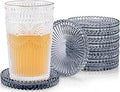 Modern Glass Coasters, GOH DODD Set of 8 Crystal Coasters Tabletop Protection for Drinks, Home Decor, Kitchen, Living Room, Patio, Wedding, Party, Housewarming Gifts, Clear Black