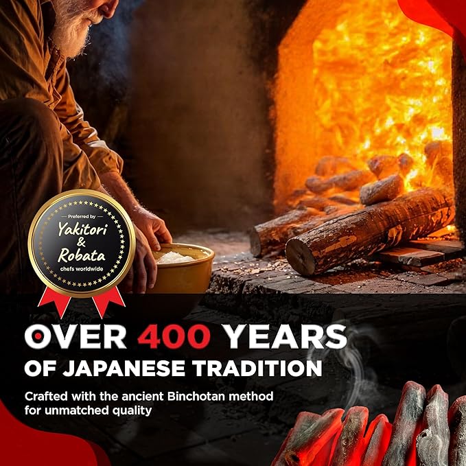 The Bincho Grill Binchotan Charcoal 11 lbs – Premium Japanese Grill Style Hardwood, 95% Carbon, Smokeless High-Heat, Long Burn for Yakitori, Reusable