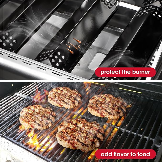 Unicook Grill Heat Plates for Nexgrill 720-0864, 720-0864M, BBQ PRO, Backyard, Expert, Grill Burner Covers Replacement Parts, 14.6 Inch Heat Shields Tents, Porcelain Flame Tamers, 3 Pack