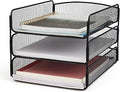 Safco Onyx Desk Organizer, 3 Trays, Office and Classroom Mailbox, Paper and Mail Sorter, Steel Mesh, Black