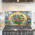 fzxwyishu Tempered Glass Backsplash for Kitchen,Stove Splashback Protector Mosaic Window Design | Heat-Resistant Splash Board, Kitchen Wall Decoration