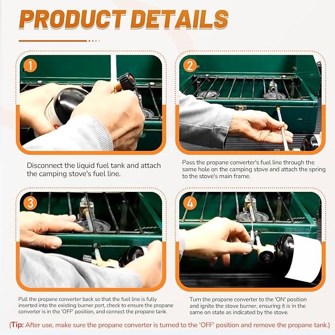 Propane Converter Compatible with Coleman White Fuel Stove - Camping Stove Adapter Suitable for Converting White Gas to Propane