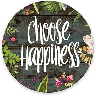 Mouse Pad, Choose Happiness Inspirational Quote Mouse Pad, Washable Round Cloth Mousepad for Office Laptop, Non-Slip Rubber Base for Wireless Mouse for Computer Desk 7.9×7.9×0.12 inches