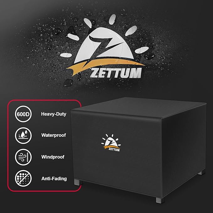Zettum Fire Pit Cover Square 28 Inch - Outdoor Firepit Cover Heavy Duty & Waterproof, 600D Patio Fire Table Cover Gas Fire Pit Accessories Fit 28" Yaheetech and 28" Ciays Firepit - 28 x 28 x 25 Inch