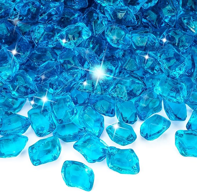 Mr. Fireglass 1/2-Inch Polygon Fire Glass for Fireplace Fire Pit & Lanscaping, 10 Pounds High Luster Aqua Blue