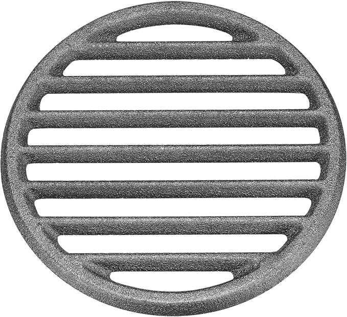 PATIKIL Cast Iron Fire Grate, 5.5" Round BBQ Grill Grate Replacement High Heat Charcoal Plate Fire Bottom Grate Grilling Accessories 6 Slots for Grilling Barbecue