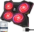 KLIM Wind Laptop Cooling Pad - Support 11 to 17 Inch Laptops, PS4-4 Fans - Light, Quiet, Powerful Cooling - Gamer USB Slim Portable Laptop Stand - NEW 2021 Version - Black