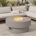 32.5 inch Outdoor Propane Fire Pit Table, 50000 BTU Round Patio Fire Pit Table with Lid, Waterproof Cover, 10ft Gas Hose & Gas Tank Base, Lava Rocks, CSA Certified, Grey