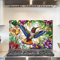 fzxwyishu Tempered Glass Kitchen Backsplash, Stove Back Top Cover, Splashback Tile,Hummingbird Kitchen Sink Cover Splash Guard, Home Kitchen Decor (Art Deco 2, 30"x20"(76.2x50.8cm))