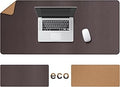 Cacoy Large Desk Mat 48" x 24" Leather Desk Pad Protector with Cork & PU Leather, Dual-Sided Office Desk Mat, Large Mouse Pad, Waterproof Desk Blotter Pad for Office and Home (Brown)