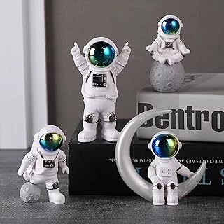 Gradient Astronaut Statues Set of 4, Spaceman Figurines Space Theme Decor for Room Shelf Desk Cake Toppers