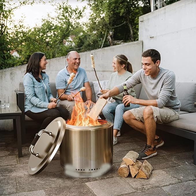 Fire Pit Lid for Solo Stove Bonfire 2.0, 304 Stainless Steel Fire Pits Round Lid with Heat Resistant Handle, Camping for Solo Stove Accessories Bonfire and Other 19.5" Outdoor Firepit