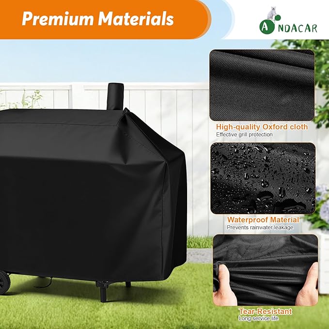 Charcoal Grill Cover for CC1830V 30 Charcoal Grill, Smoker Grill Cover for Outdoor Grill Waterproof BBQ Grill Cover - 44" L×29" W×45" H, Black