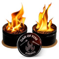 [2-Pack] Can of Fire Tabletop Mini Bonfires – 2–3 Hour Burn Time – Made from Recycled Wood Chips & Paraffin Wax – Includes Safety Coasters – Reusable Flame for Camping, Ambiance, and Emergency Heat
