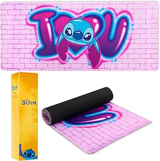 Disney Stitch Desk Mat Large Mouse Mat 80 x 36 cm Baby Yoda Desk Protector Mat PC Laptop Keyboard Stitch Gifts (Pink Stitch)