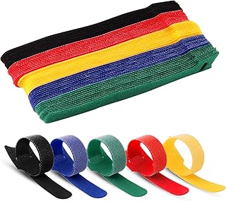 6 Inch Length Reusable Hook and Loop Cable Ties ，Strong &Microfiber fastening cloth, Adjustable Fastener Cable Strap Hook and Loop Cord Ties