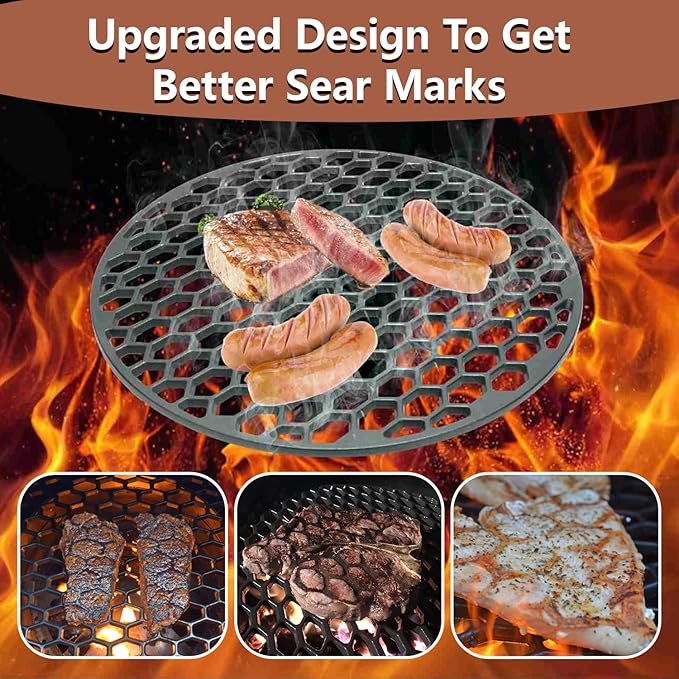 8835 Cast Iron Grill Grate for Weber 22" Kettle Grill Cooking Grate Replacement Part for 22 Inch Weber Performer, Recteq Bullseye and Premium Charcoal Grills
