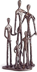 Danya B. Home Shelf Décor (ZD11021) - Sand Casted Metal Art Bronze Sculpture Family of Five - Lined with Velveteen