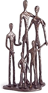 Danya B. Home Shelf Décor (ZD11021) - Sand Casted Metal Art Bronze Sculpture Family of Five - Lined with Velveteen